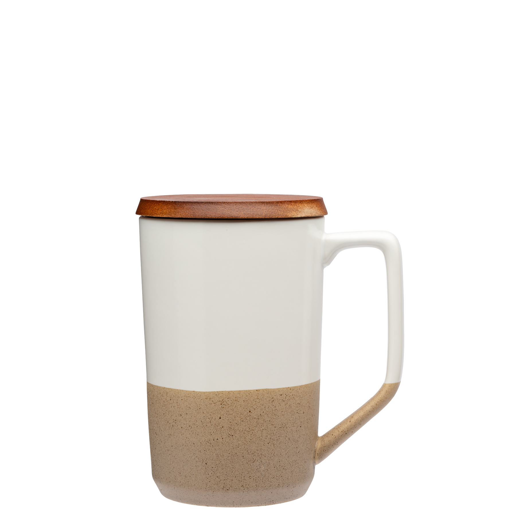 Mogiana 15 oz. Two-Tone Ceramic Mug w/ Wood Lid 14