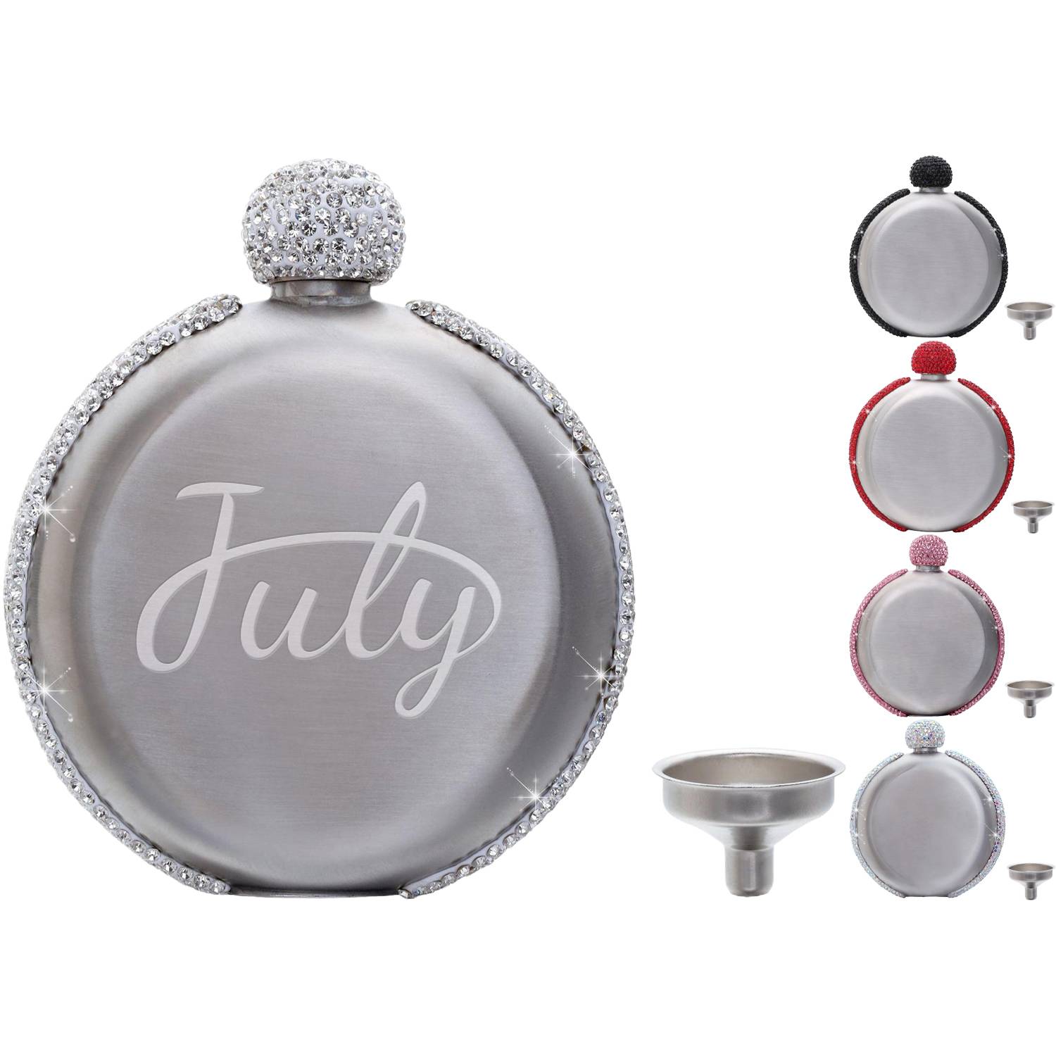 5oz Rhinestone Stainless Steel Flask w/Funnel 4