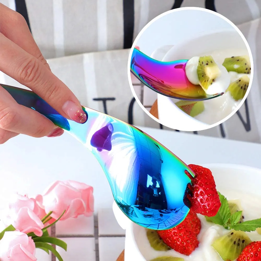 2 In 1 Bend Handle Spork Soup Tableware 6