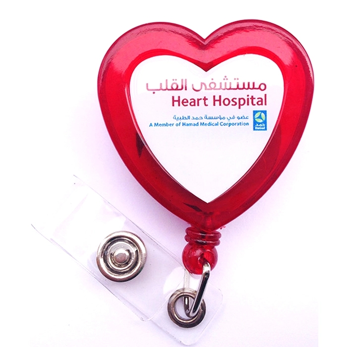 Heart Shaped Retractable Badge Holder - Full color 1