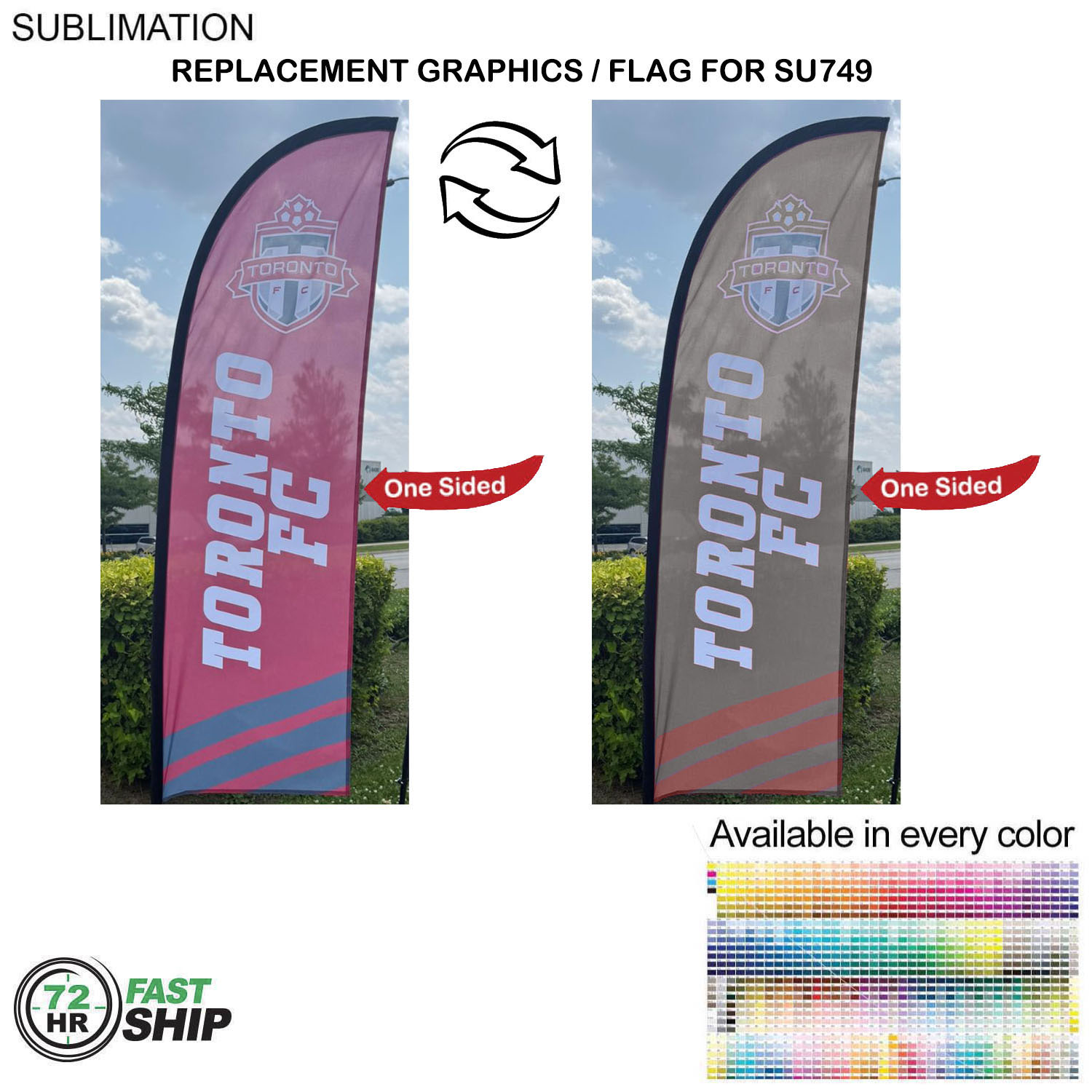 72Hr Fast Ship - Replacement Flag for 8.5' Small Feather Flag Kit, Full Color Graphics One Side