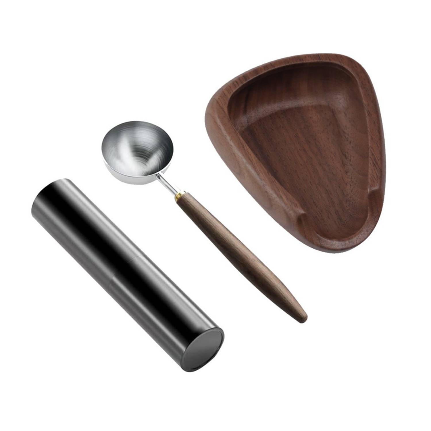 Wooden Coffee Bean Bowl Set w/ Spray Measuring Spoon 7