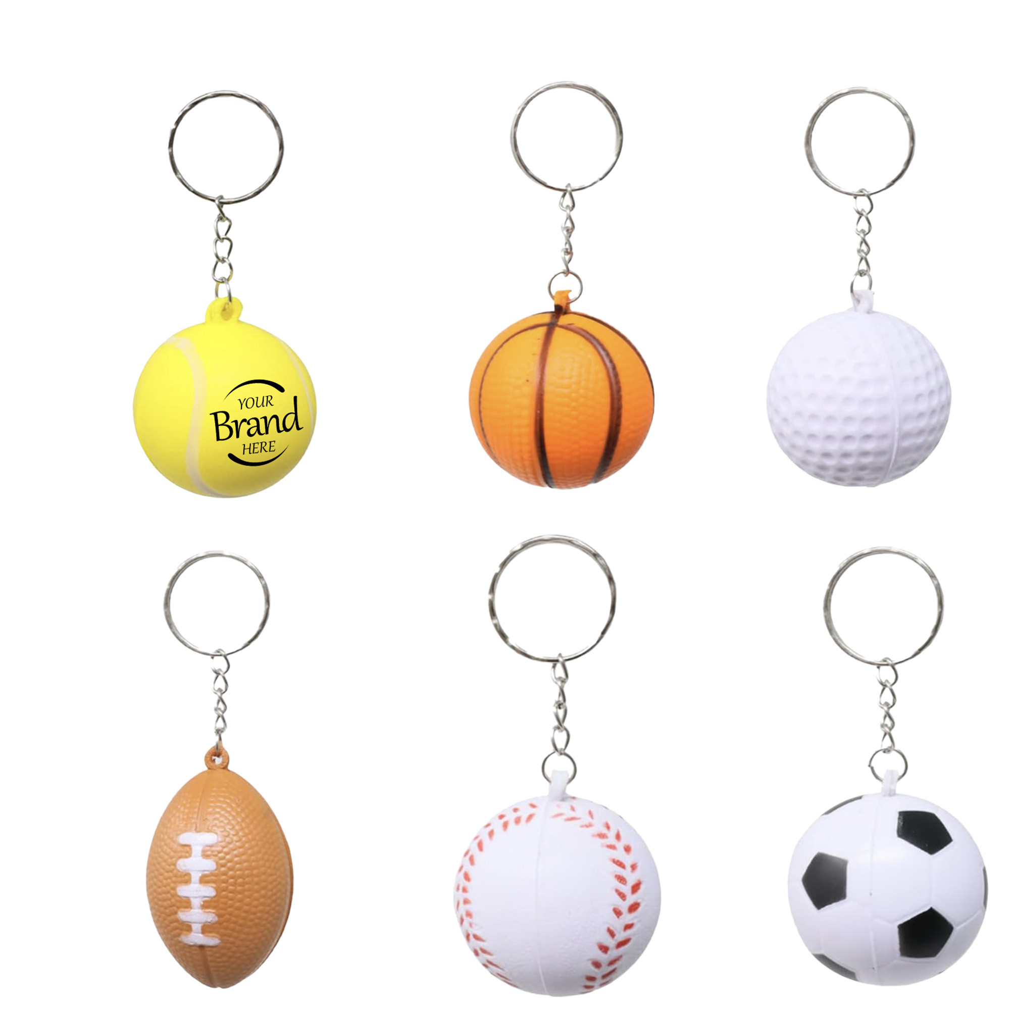 Multi Sport Ball Shaped PU Stress Relief Keychain Fidget Toy 1