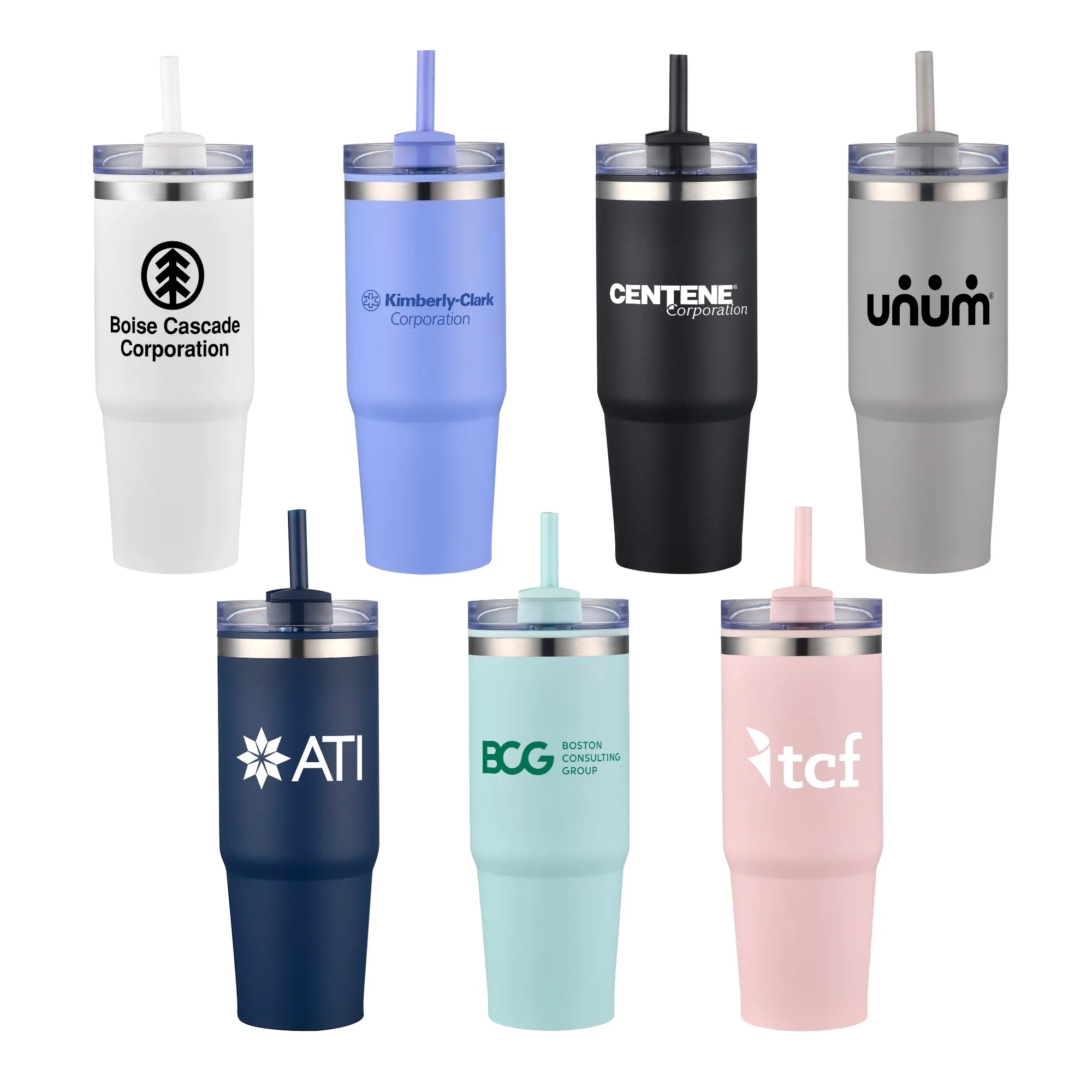 30oz. Dual Wall Stainless Steel & PP Tumbler with Clear Lid