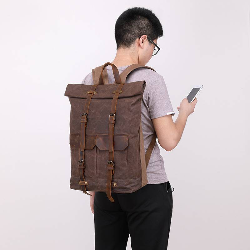 Waterproof Waxed Canvas Backpack for Men 6