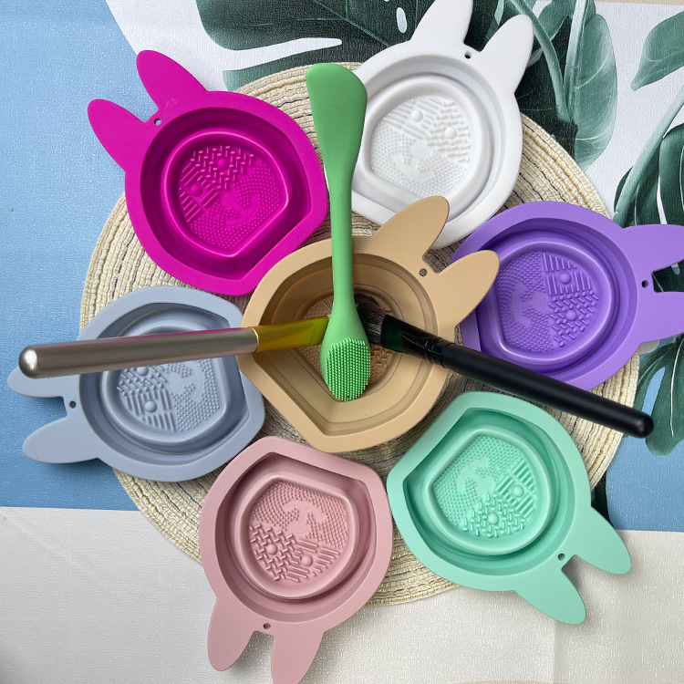 Silicone Cosmetic Brush Cleaner Mat Portable Washing Tool Scrubber-- Rabbit Shape 11