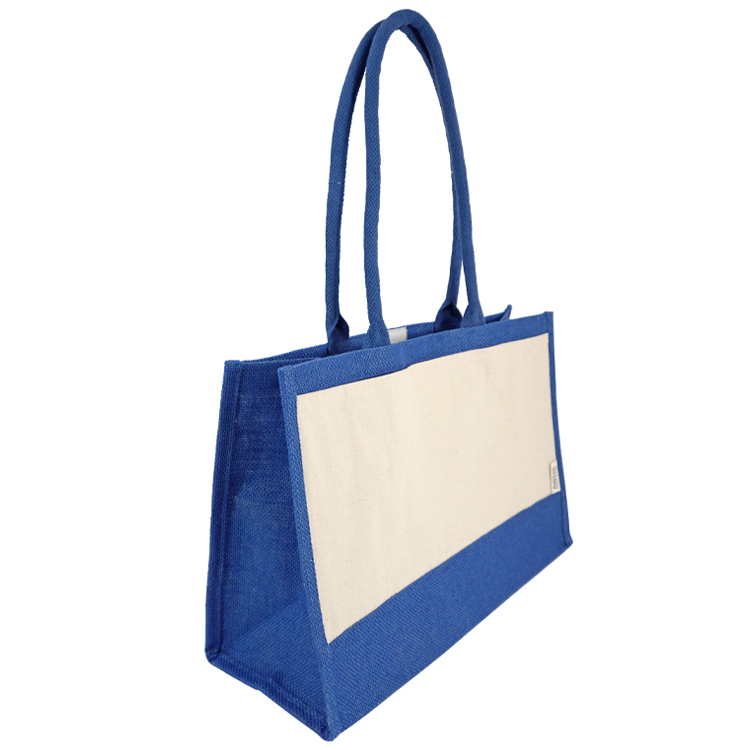 Seattle Recycled Cotton Front Pocket Jute Shopper Tote 15