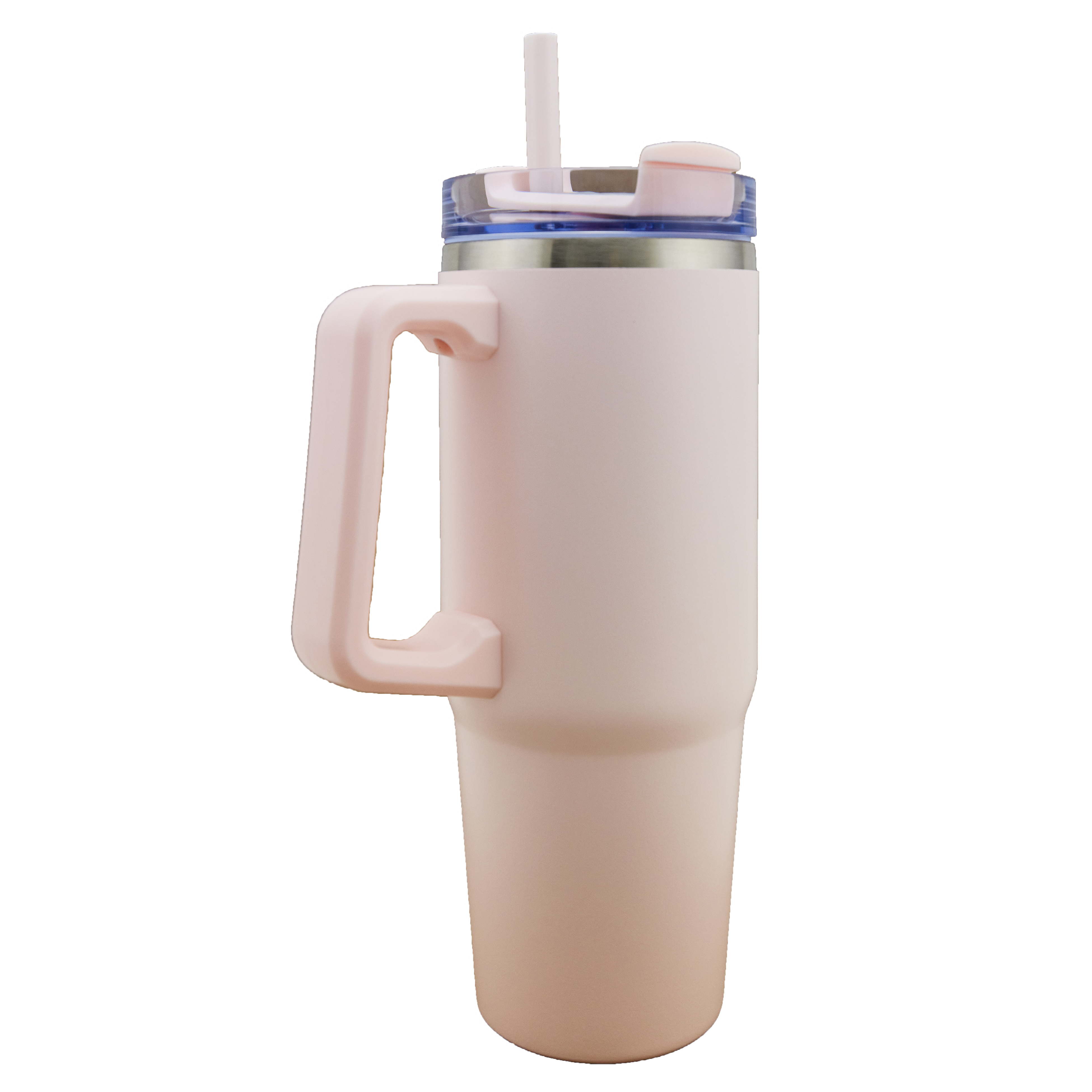 Newport 30 Oz. Double wall Stainless Steel Vacuum Insulated Tumbler w/Handle and Straw (Light Pink) 3