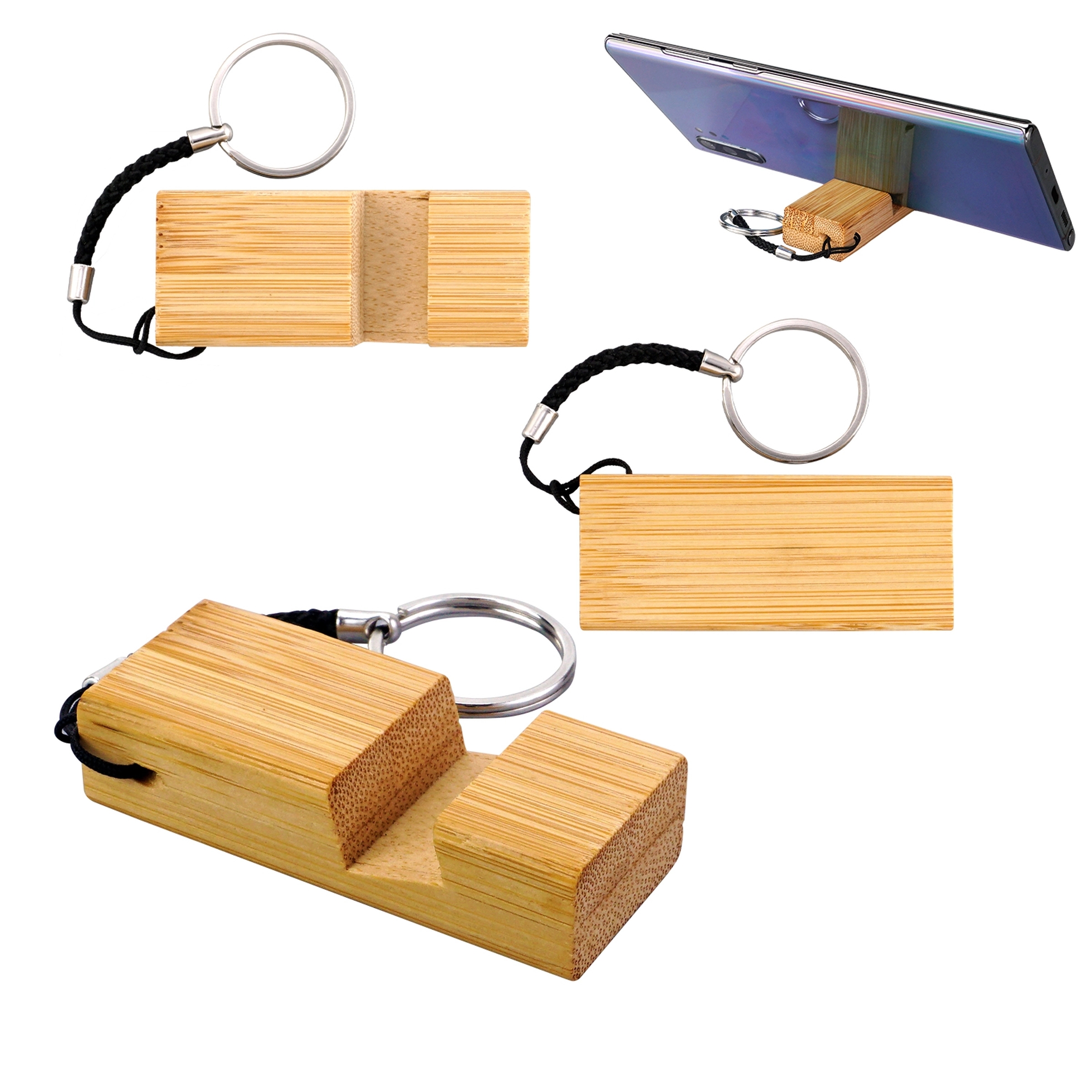 Bamboo Phone Stand Keychain 6