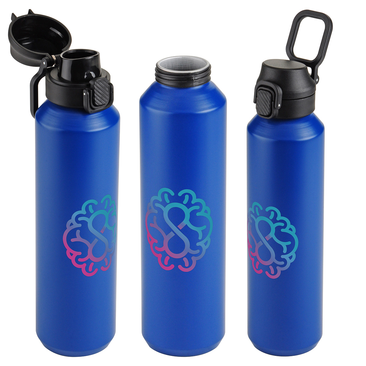 Nexus 27 oz Recycled Aluminum Bottle with Flip-Top Lid and Carabiner 29