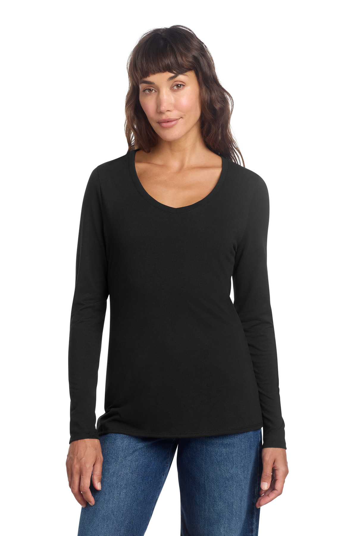 District Women's Perfect Tri Long Sleeve V-Neck Tee DT135 120
