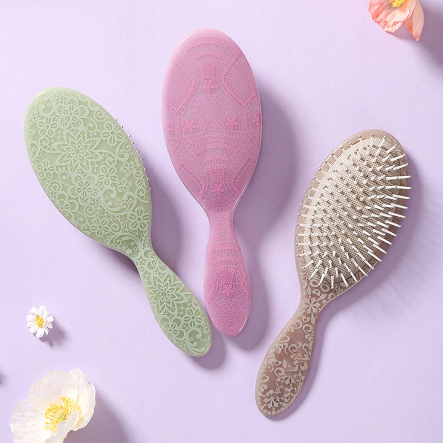 Totem Print Oval Hair Brush - Women's Massage Comb 2