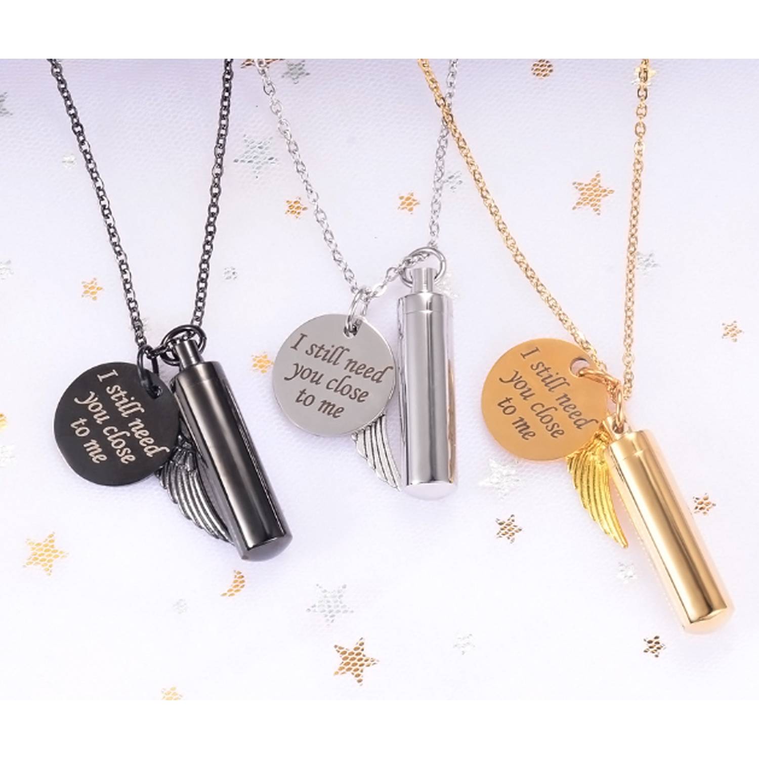 Wing Cylinder Pendant Necklace 5