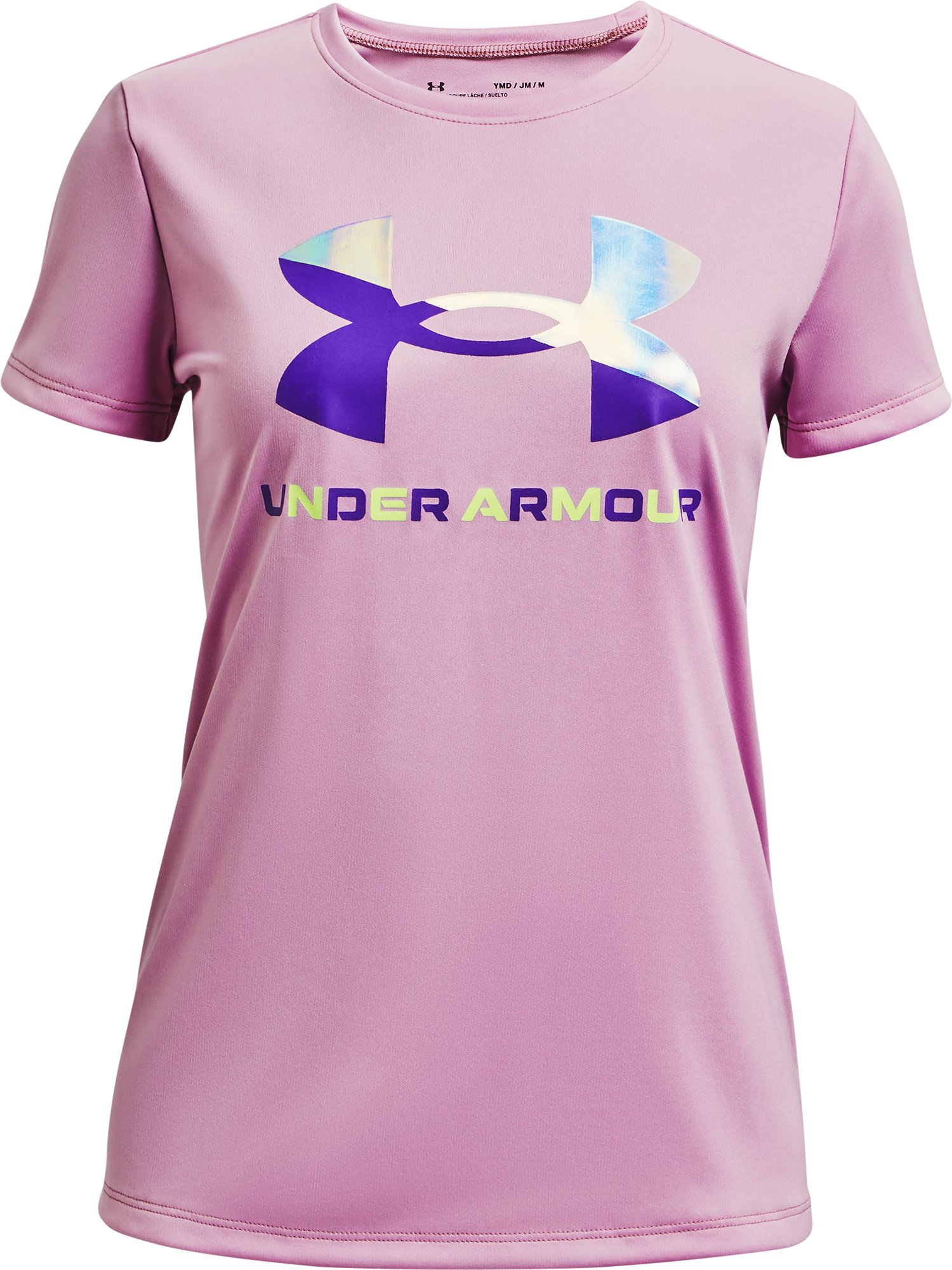 Girls' UA Tech Split Foil Big Logo Short Sleeve 2