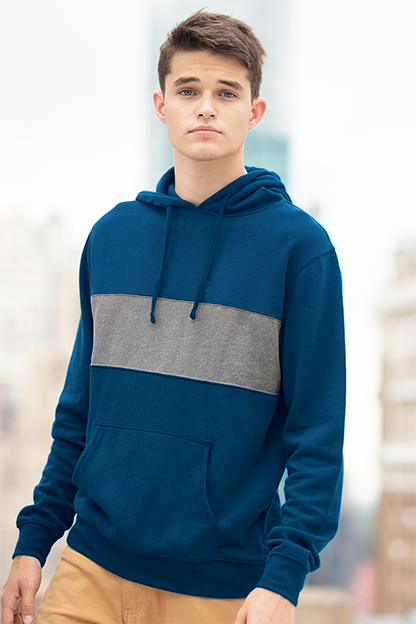 Premium Cotton Blocked Fleece Pullover Hoodie, custom hoodie or sweatshirt with logo imprint 20