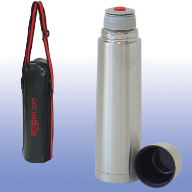 16 oz. Double Stainless Steel Vacuum Thermos Bottle w/Carrying Bag and Nylon Shoulder Strap 2