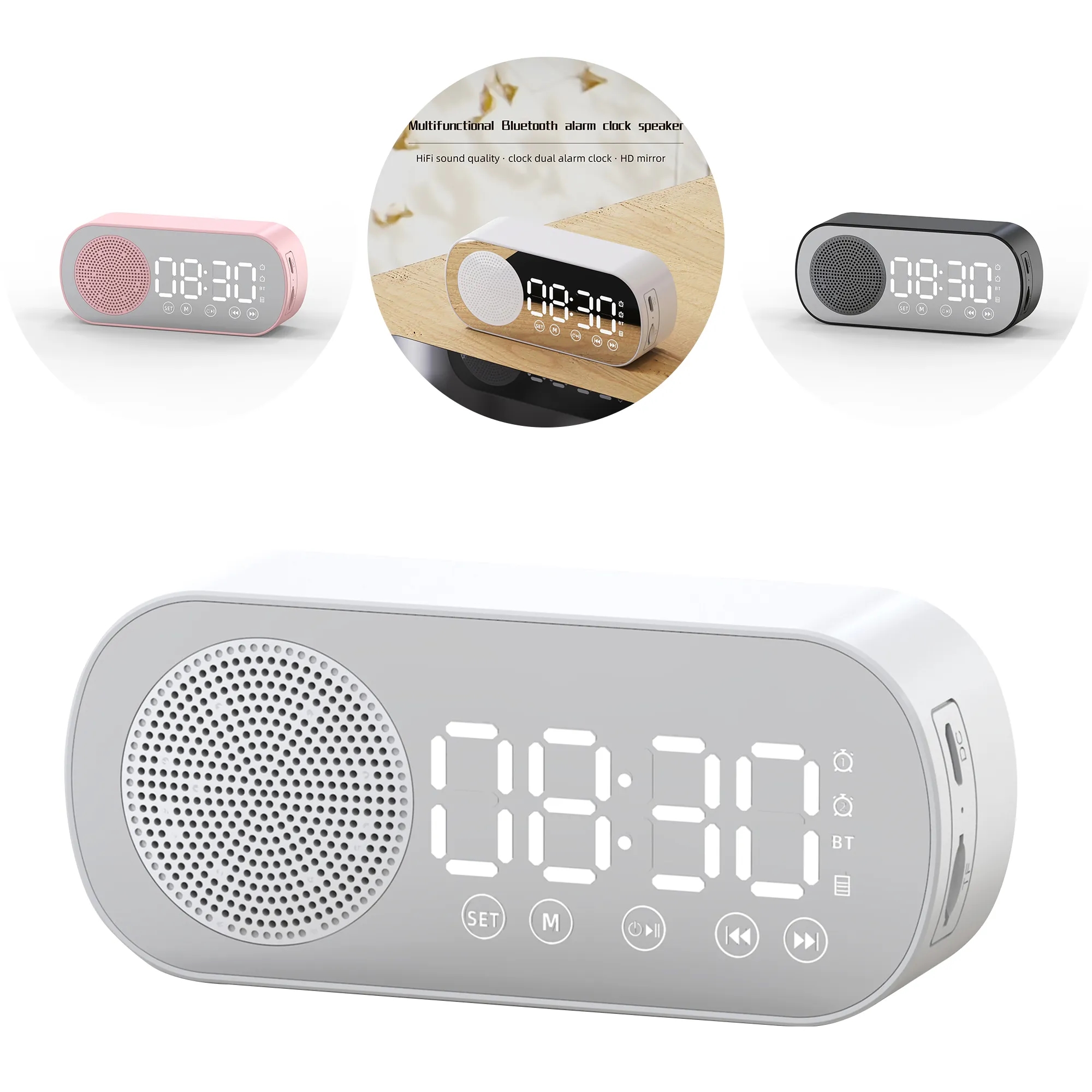 Multifunctional Wireless connected Speaker Clock Mirror 3