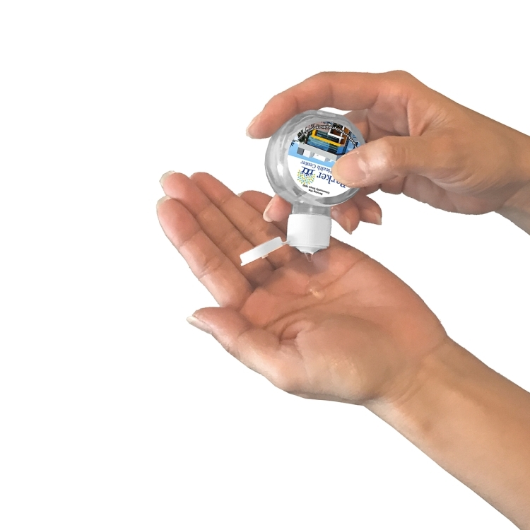 1 oz Compact Hand Sanitizer Antibacterial Gel in Round Flip-Top Squeeze Bottle 1