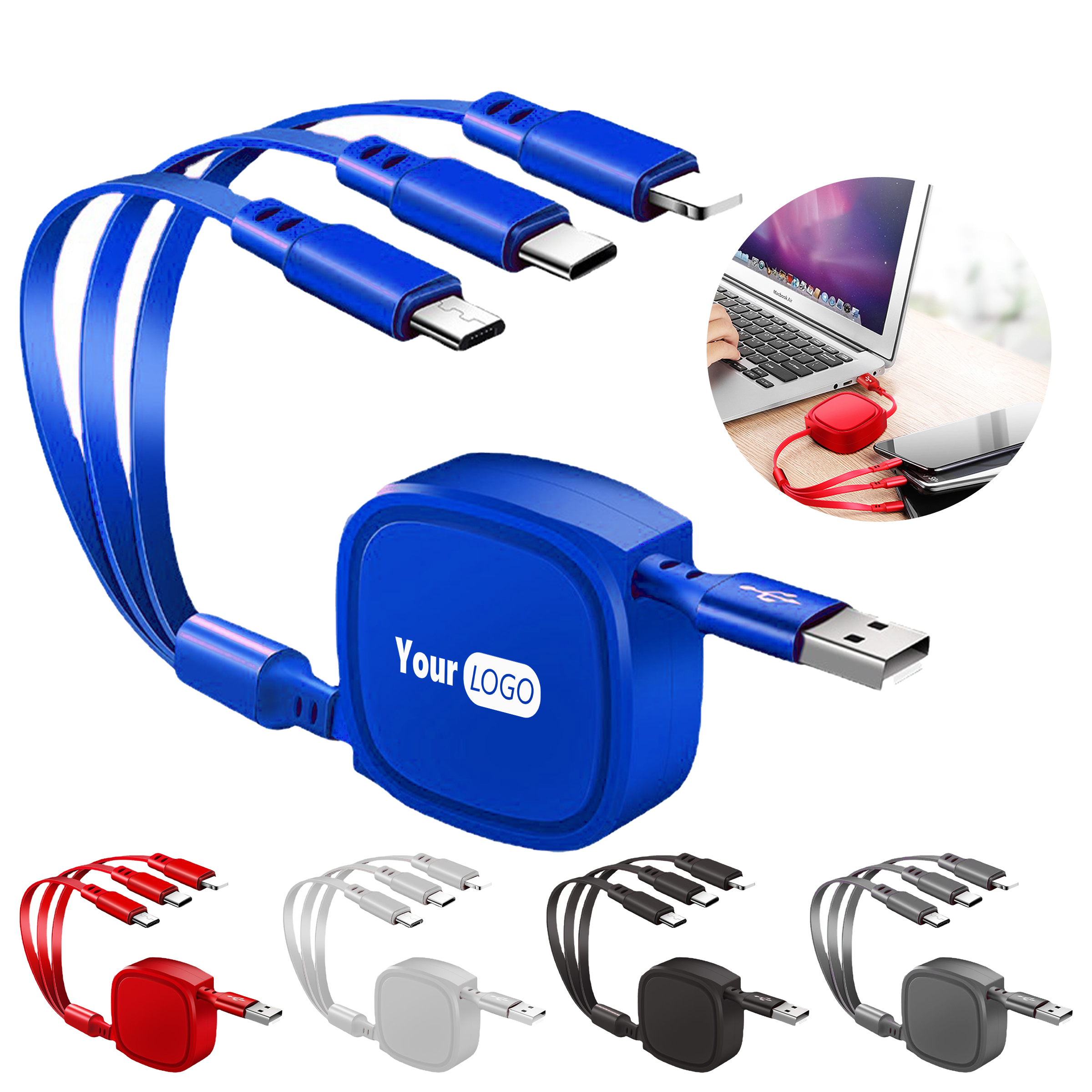 Abs Retractable 3-In-1 Usb Charging Cable ?C Portable And Easy To Use 2