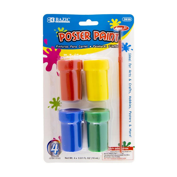 Poster Paints with Brush - 4 Colors 2