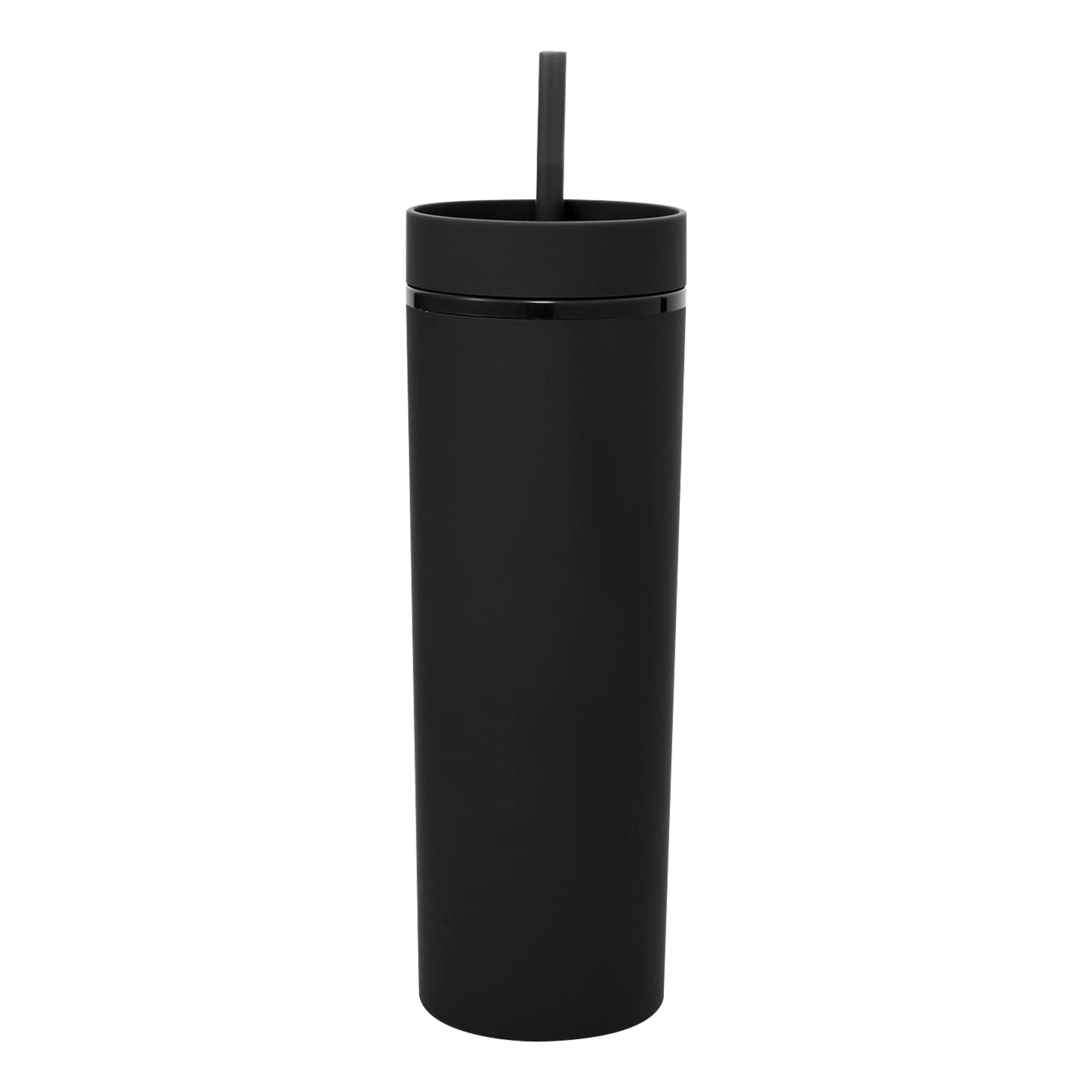 Double-layered Plastic Straight Cup With Straw 4