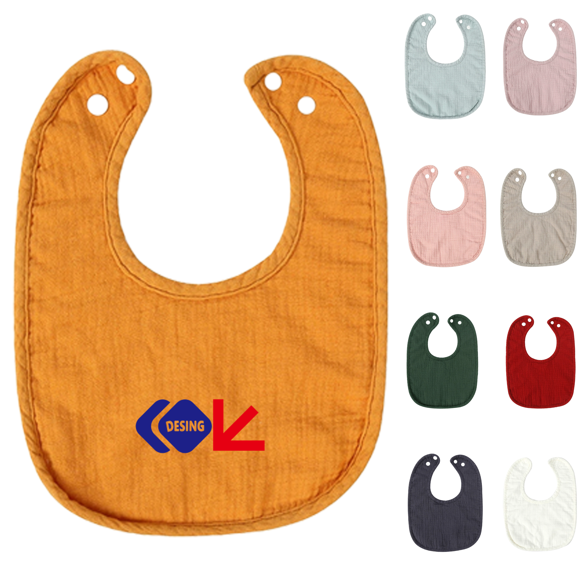 Soft Cotton Gauze Baby Bibs, Waterproof and Absorbent 2