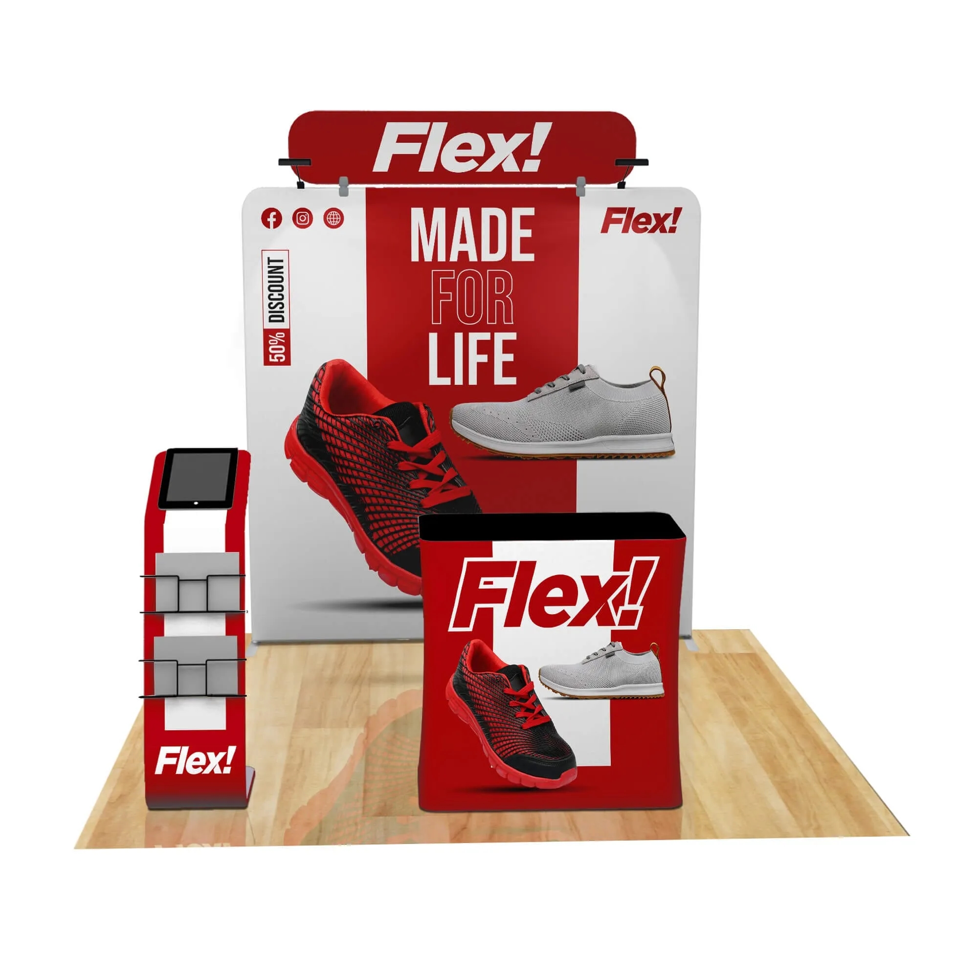 8ft Fastzip™ Media Stand Trade Show Booth Package 6