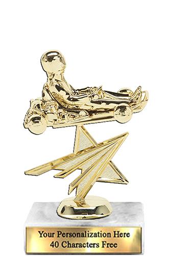 Trophy: 7", 2x3 white marble base, Go Kart Gold Un 2
