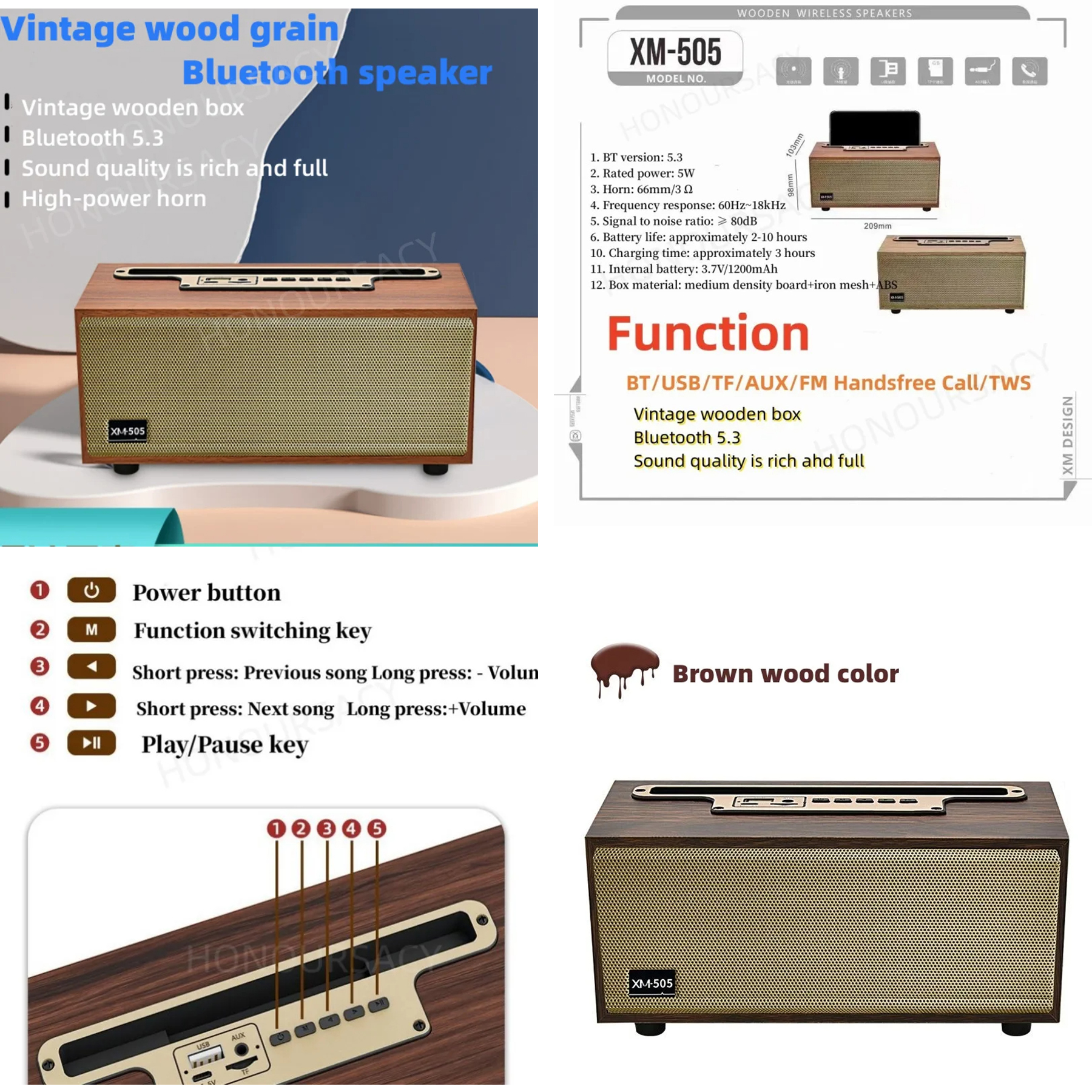 Vintage Wooden Bluetooth Speaker 1