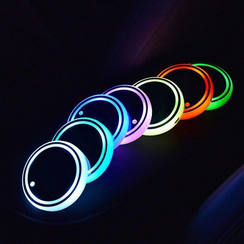 Car Led Coaster 7 Color Luminous Rgb Light Mat 2