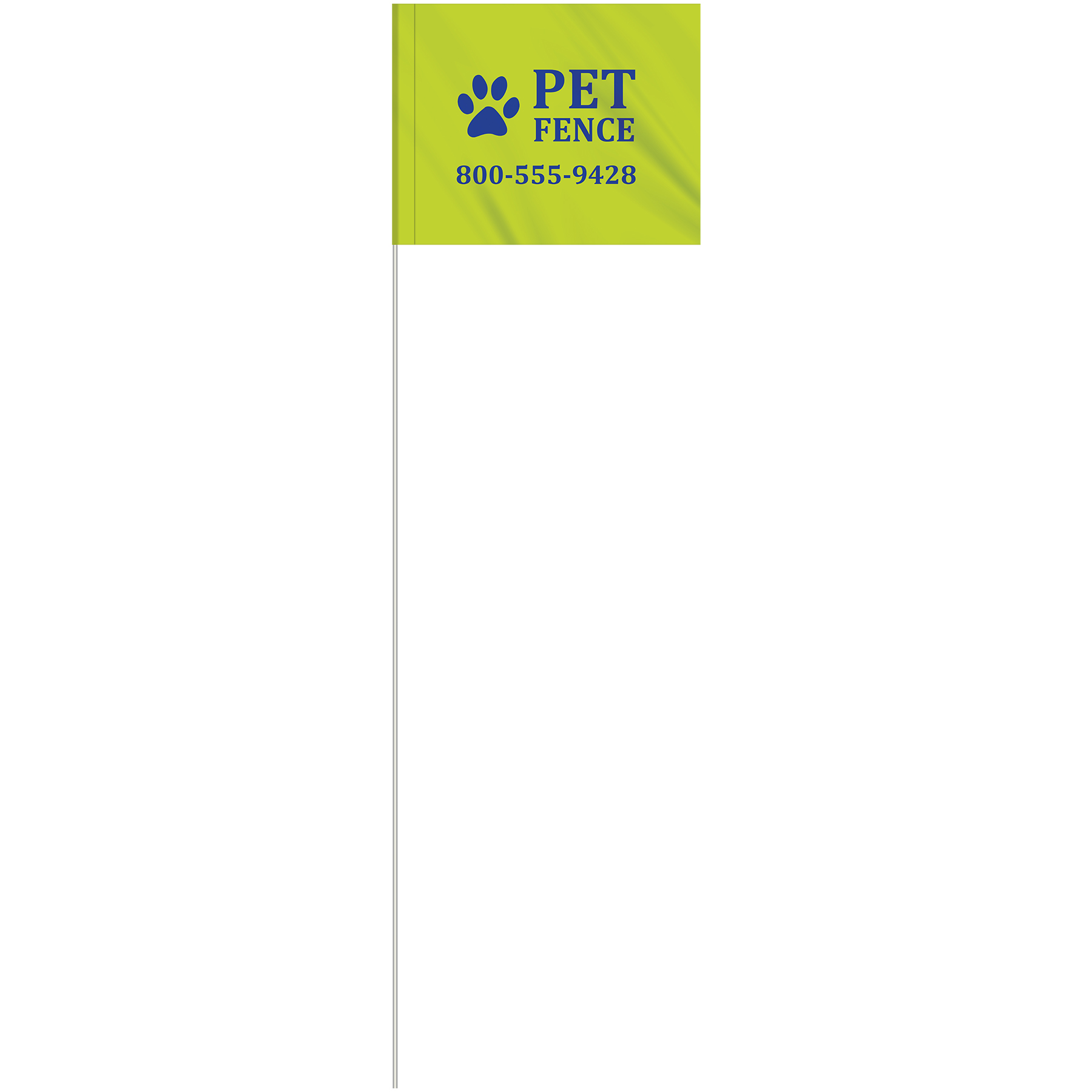 1-Color 4" x 5" Custom Vinyl Marking Flag w/ 18" Fiberglass Staff 10