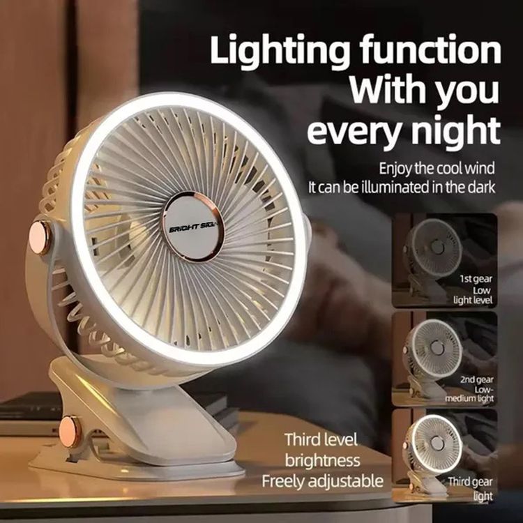 6-Inch Clip Fan with Rechargeable Battery and LED Light 3