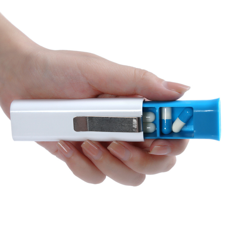 Portable Push Pull Pill Box with Metal Clip 7