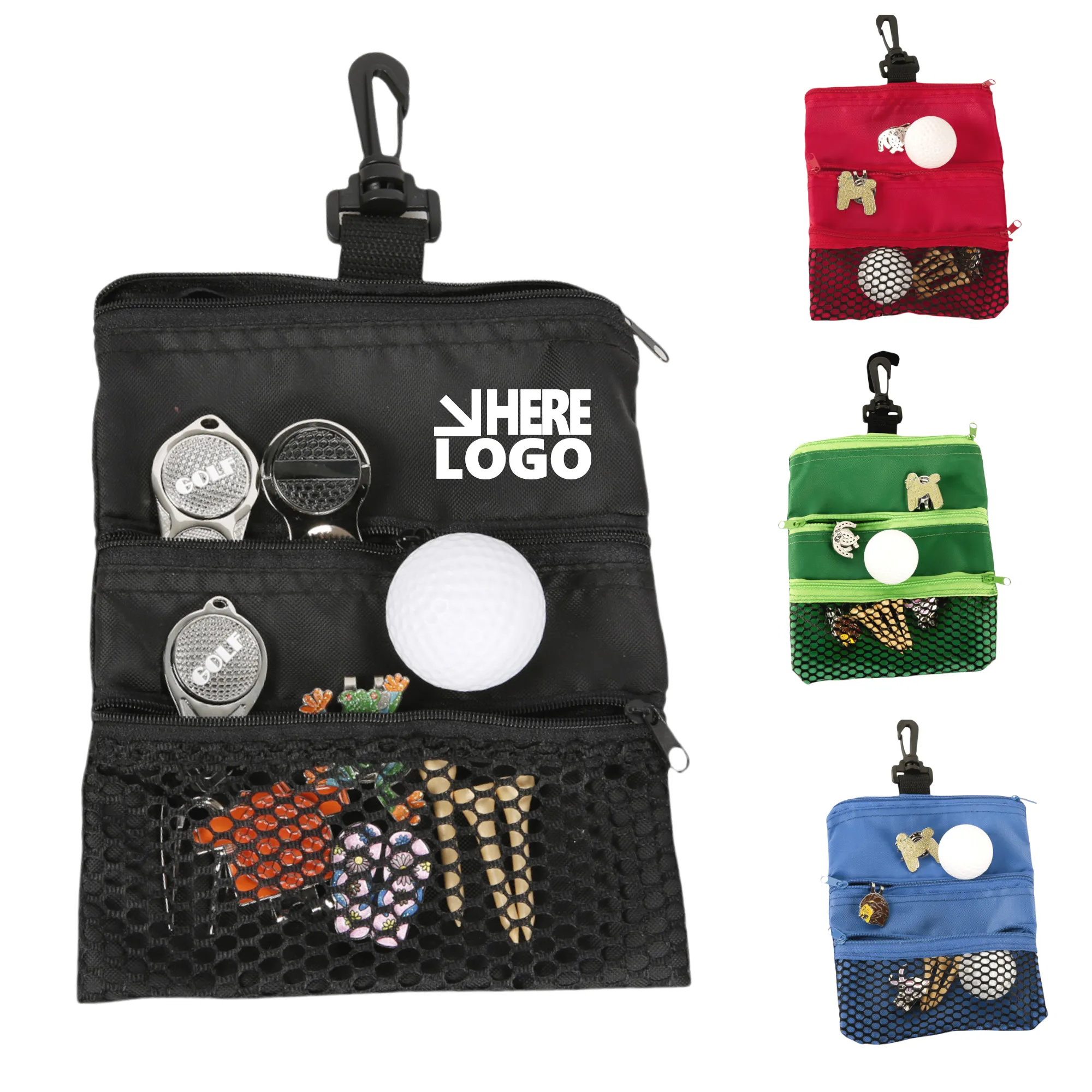 MOQ 100 Golf Ball Bag With Clip 2