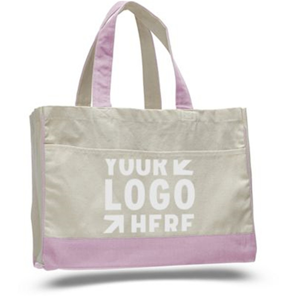 Urban Two-Tone Canvas Tote Bag w/ Interior Zipper Pocket 1
