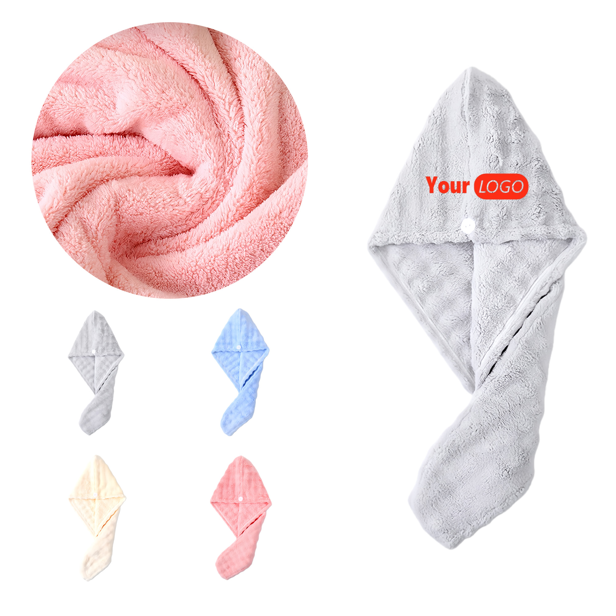 Super Absorbent Soft Coral Fleece Hair Towel 2