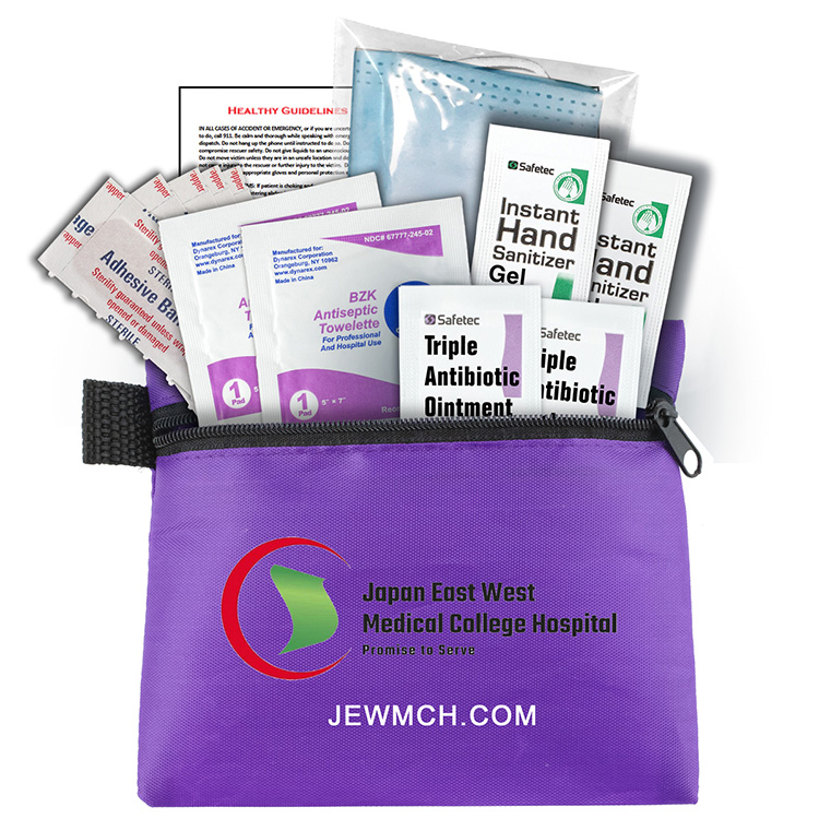 Bixby Plus San" 13 Piece Mask & Sanitizing Safety Kit inserted into Zipper Pack 29