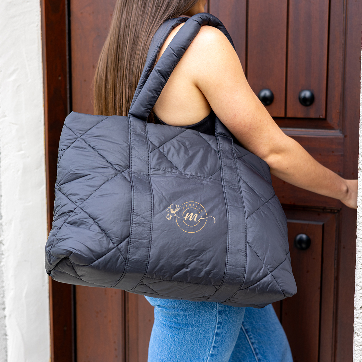 Luxe Quilted Puffer Tote Bag, custom tote bag with logo imprint 4