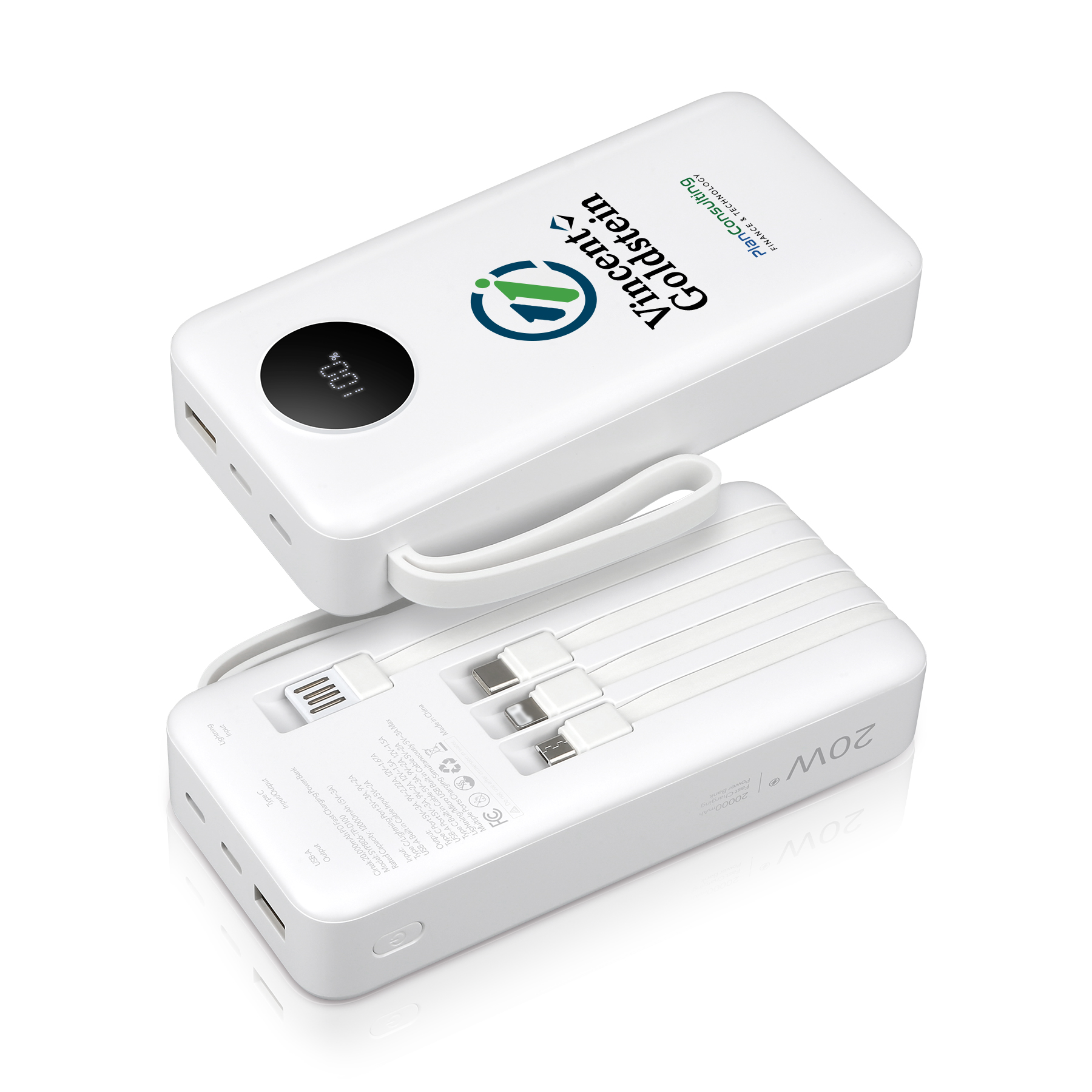 20,000mAh PD Fast Charging Power Bank With Built-In Cables 4