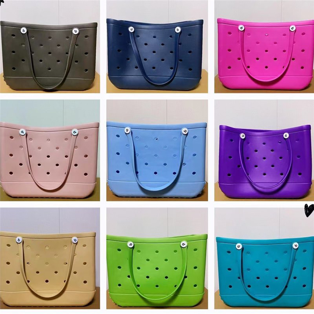 15" EVA Beach Mesh Basket Hole Tote Bag 4
