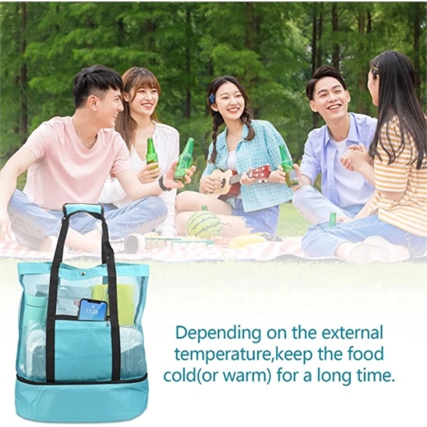 Mesh Beach Bag Tote with Insulated Cooler 5
