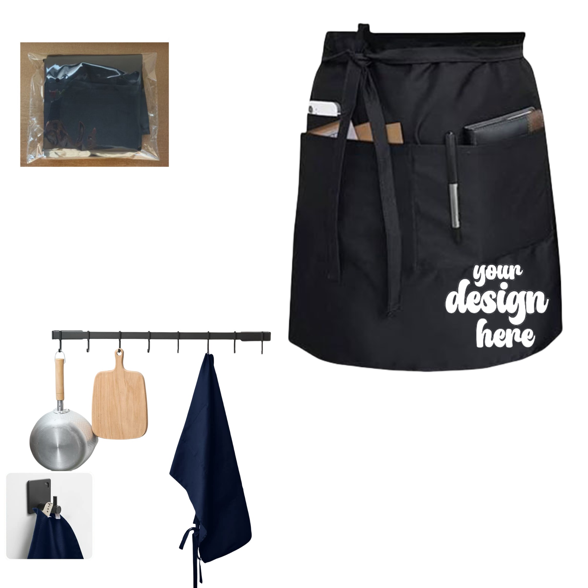 Waist Apron with 3 Pockets 1