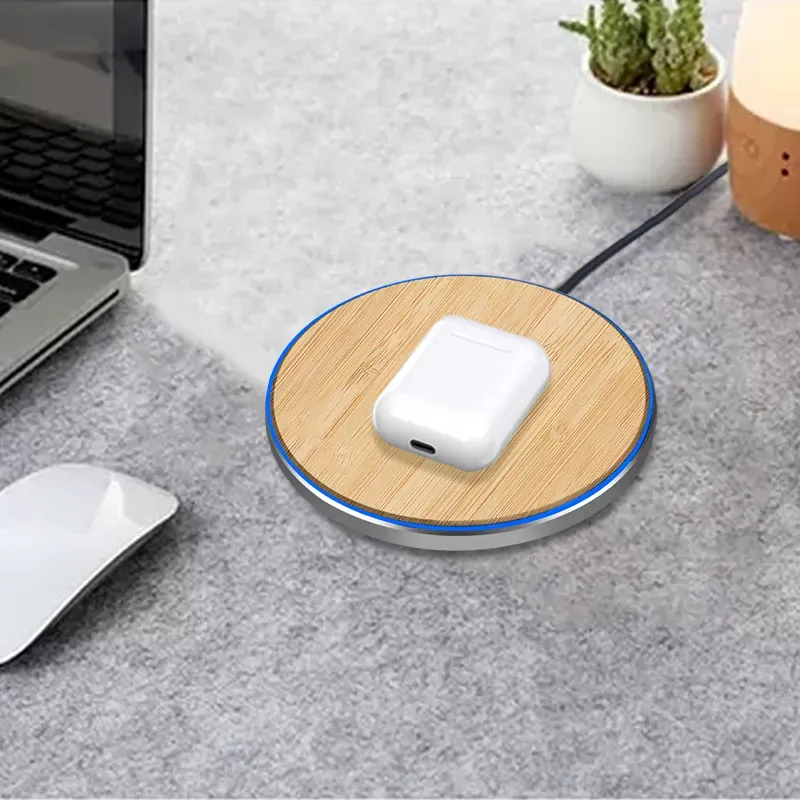 Eco-Friendly Bamboo Wireless Charger Pad -15W 5