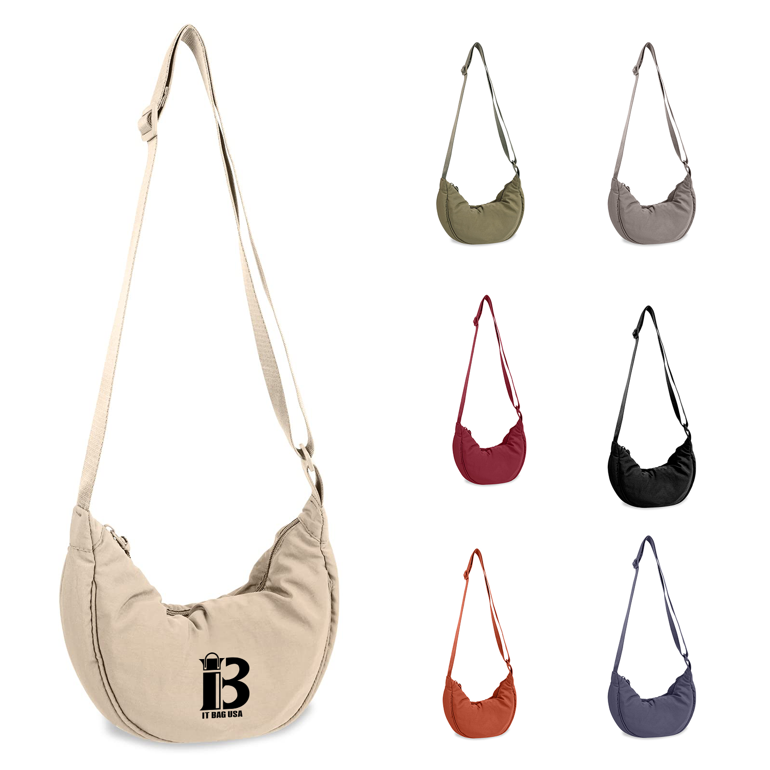 Small Nylon Crescent Crossbody Bag 2