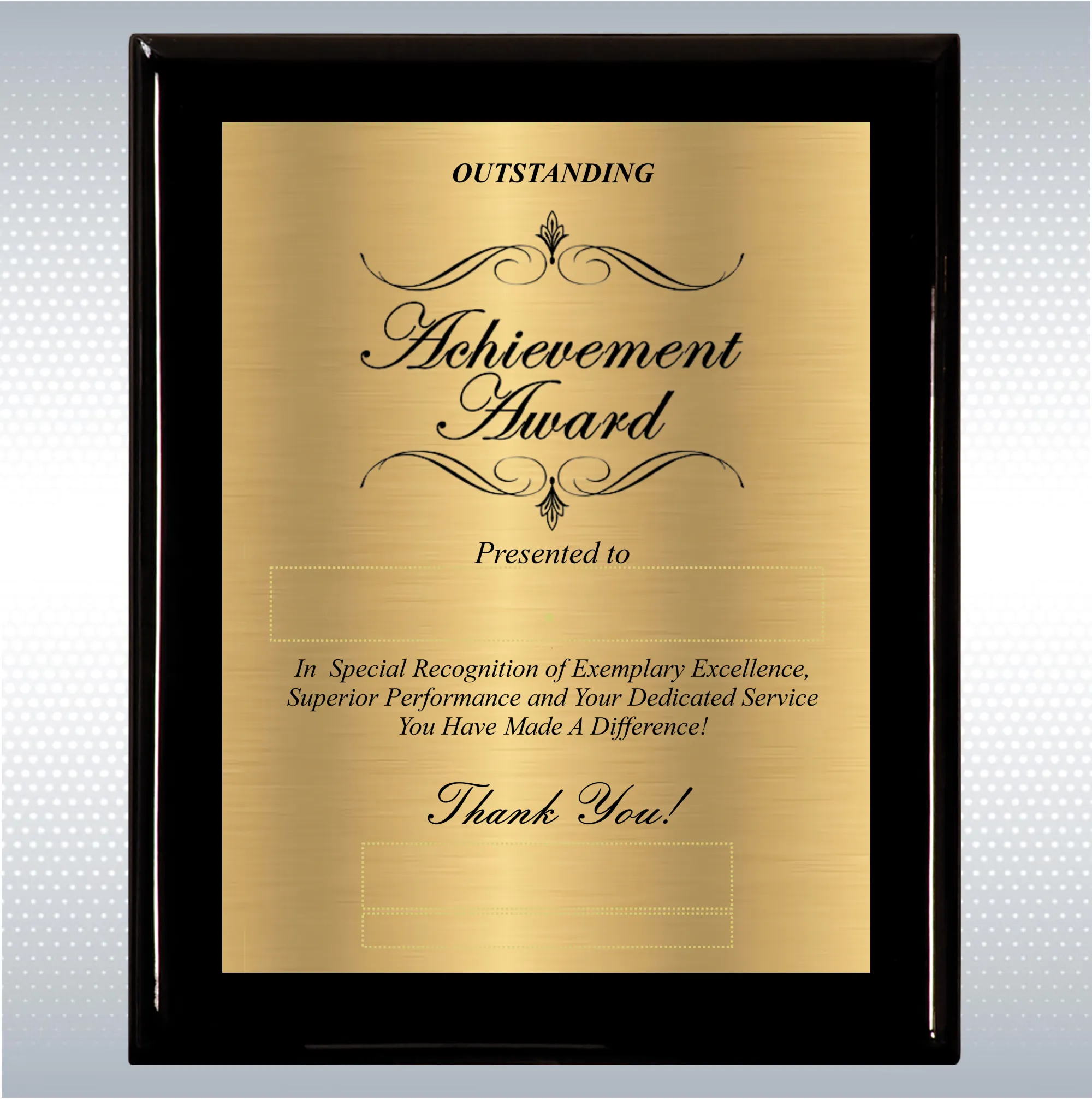 Black Piano Finish Wood Excellence, Achievement Plaque 7