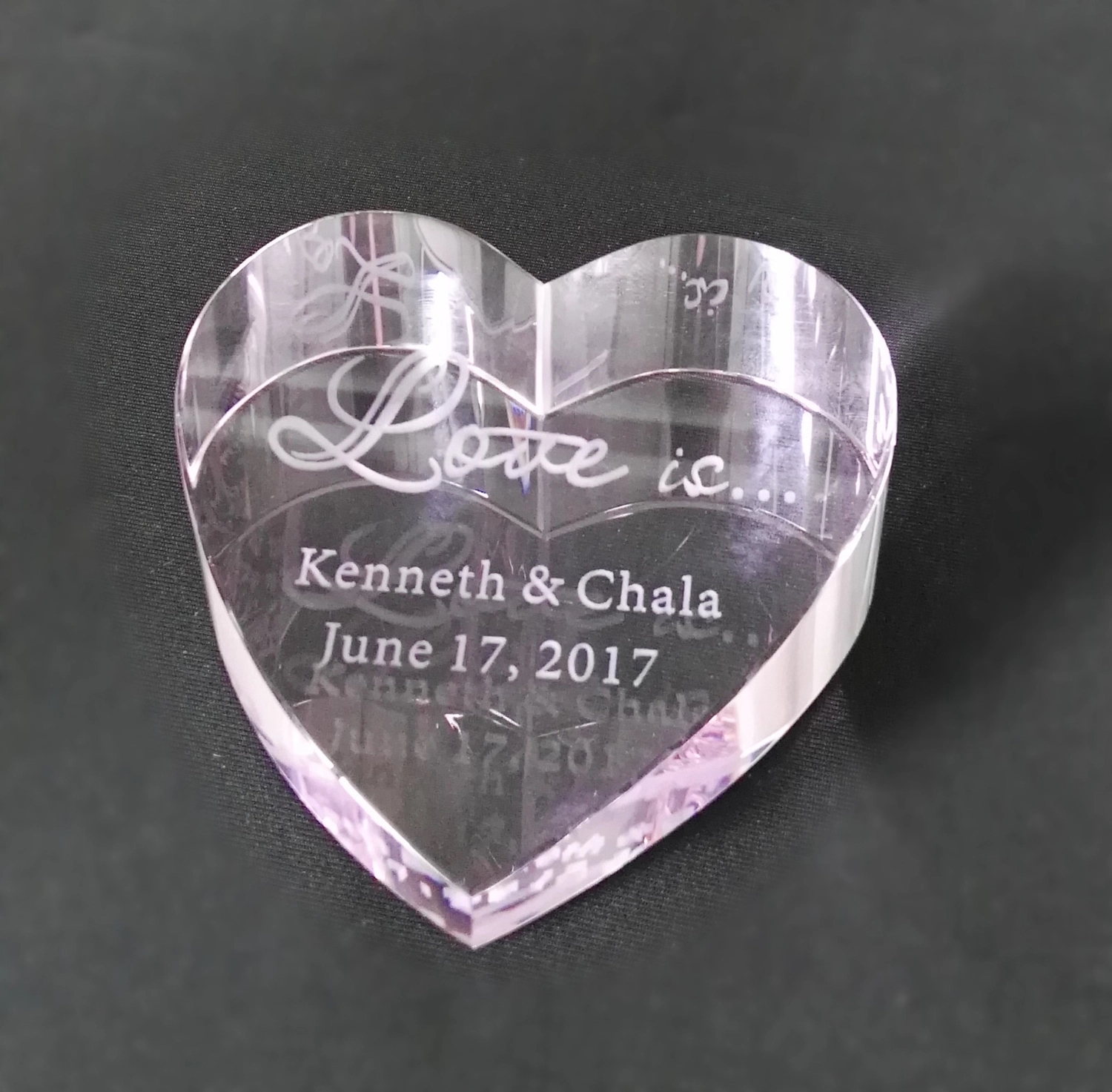 Optical Crystal Clear Heart Paperweight 3