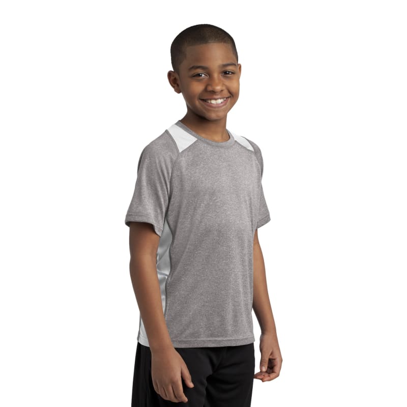 Sport-Tek Youth Heather Colorblock Contender Tee. 6