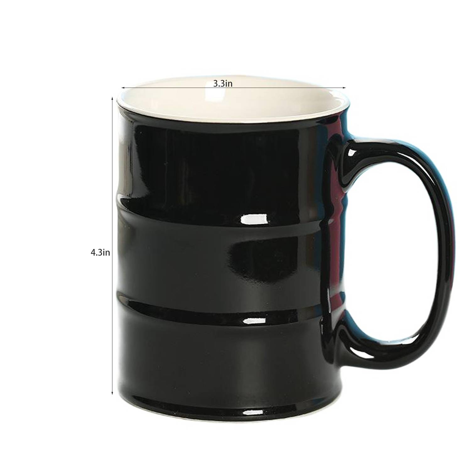 15oz C Handle Oil Barrel Shape Ceramic Mug 5