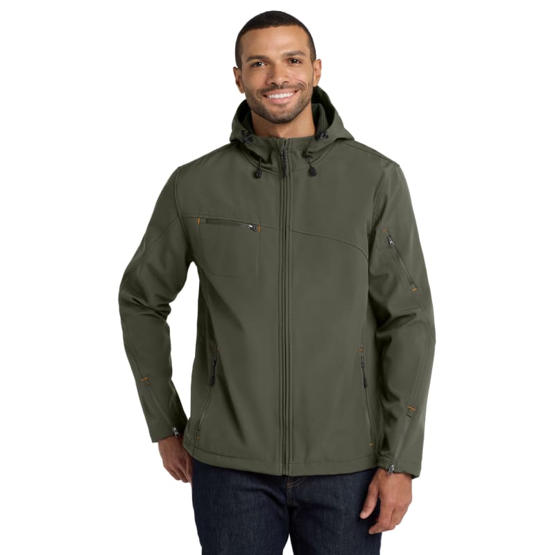 Port Authority Textured Hooded Soft Shell Jacket. 9