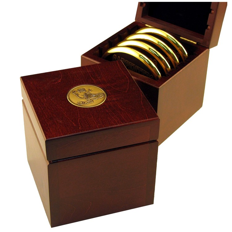 Wood Coaster Box w/ Medallion, 4.25" x 4.25" x 4.50" 21